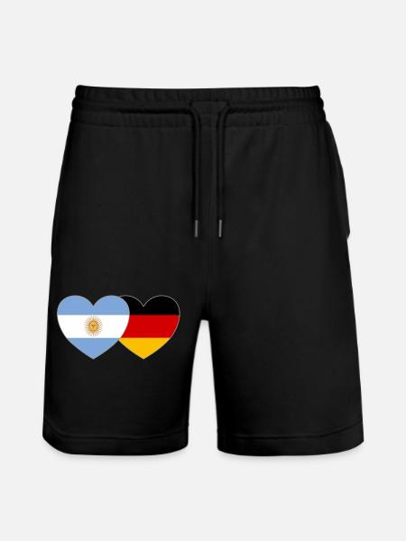 Deutschland Argentinien Flagge Herz - Stanley/Stella Unisex Bio Joggingshorts Trainer - Schwarz