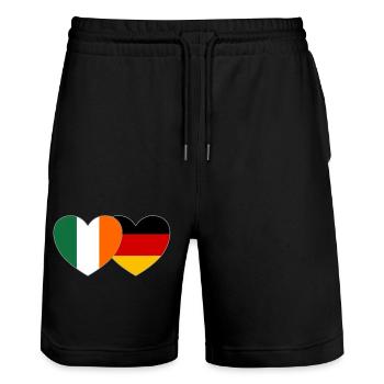 Irland Deutschland Flagge Herz - Stanley/Stella Unisex Bio Joggingshorts Trainer  - Schwarz - Vorne - Nik (191cm) & Marisol (170cm)