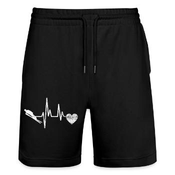 Skispringer Ski Wintersport Skisprung Skifliegen - Stanley/Stella Unisex Bio Joggingshorts Trainer  - Schwarz - Vorne - Nik (191cm) & Marisol (170cm)