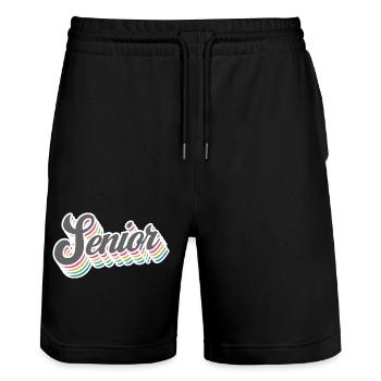 Senior - Student Class Retro Graduation Party Geschenk - Stanley/Stella Unisex Bio Joggingshorts Trainer  - Schwarz - Vorne - Nik (191cm) & Marisol (170cm)