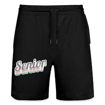 Senior - Student Class Retro Graduation Party Geschenk - Stanley/Stella Unisex Bio Joggingshorts Trainer  - Schwarz - Vorne - Nik (191cm) & Marisol (170cm)