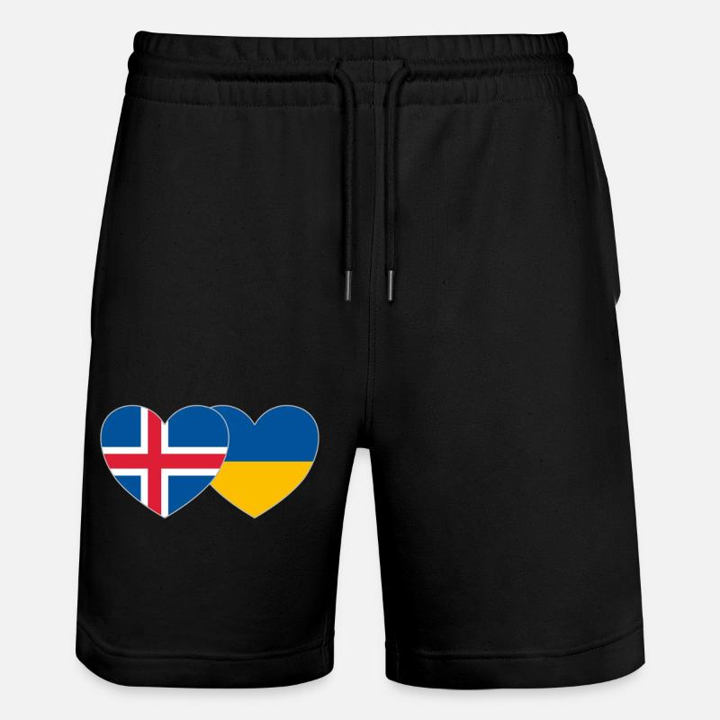 Islande Ukraine Flag Heart - Short de jogging bio TRAINER Stanley/Stella unisexe - noir