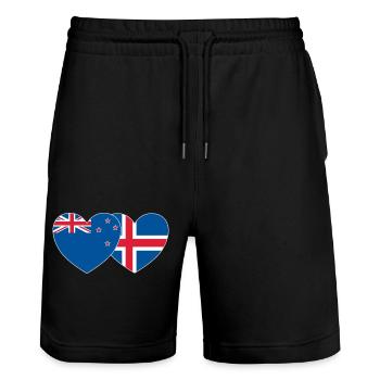 Neuseeland Island Flagge Herz - Stanley/Stella Unisex Bio Joggingshorts Trainer  - Schwarz - Vorne - Nik (191cm) & Marisol (170cm)