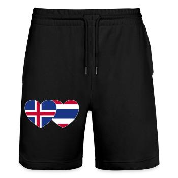 Island Thailand Flagge Herz - Stanley/Stella Unisex Bio Joggingshorts Trainer  - Schwarz - Vorne - Nik (191cm) & Marisol (170cm)