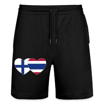 Finlande Thaïlande Drapeau Coeur - Short de jogging bio TRAINER Stanley/Stella unisexe - noir - Devant - Nik (191cm) & Marisol (170cm)