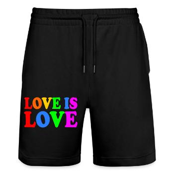 Love is love - Stanley/Stella Trainer Unisex Organic Jogging Shorts - black - Front - Nik (191cm) & Marisol (170cm)