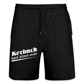 Korbach - Stadt best place ever - Stanley/Stella Unisex Bio Joggingshorts Trainer  - Schwarz - Vorne - Nik (191cm) & Marisol (170cm)
