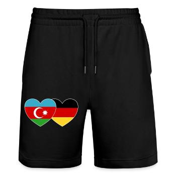 Azerbaïdjan Allemagne Drapeau Cœur - Short de jogging bio TRAINER Stanley/Stella unisexe - noir - Devant - Nik (191cm) & Marisol (170cm)