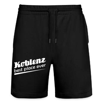 Koblenz - Stadt best place ever - Stanley/Stella Unisex Bio Joggingshorts Trainer  - Schwarz - Vorne - Nik (191cm) & Marisol (170cm)