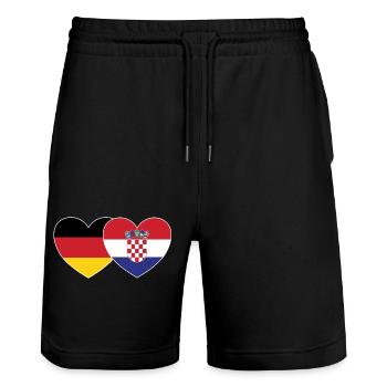 Allemagne Croatie Drapeau Cœur - Short de jogging bio TRAINER Stanley/Stella unisexe - noir - Devant - Nik (191cm) & Marisol (170cm)