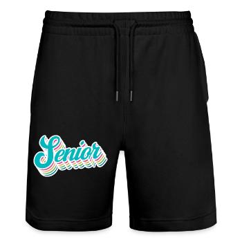 Senior - Student Class Retro Graduation Party Geschenk - Stanley/Stella Unisex Bio Joggingshorts Trainer  - Schwarz - Vorne - Nik (191cm) & Marisol (170cm)