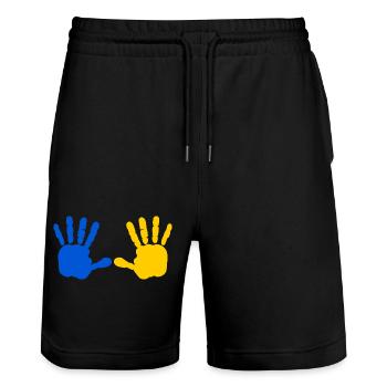 Ukraine - Stanley/Stella Unisex Bio Joggingshorts Trainer  - Schwarz - Vorne - Nik (191cm) & Marisol (170cm)