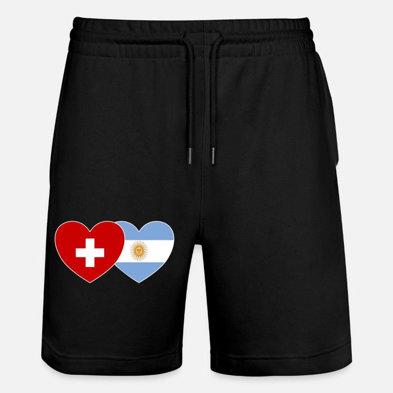 Suisse Argentine Drapeau Cœur - Short de jogging bio TRAINER Stanley/Stella unisexe - noir