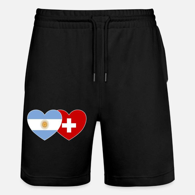 Argentine Suisse Drapeau Coeur - Short de jogging bio TRAINER Stanley/Stella unisexe - noir