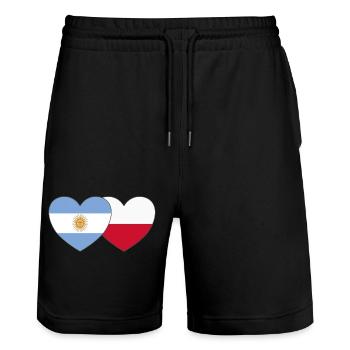 Argentine Pologne Drapeau Cœur - Short de jogging bio TRAINER Stanley/Stella unisexe - noir - Devant - Nik (191cm) & Marisol (170cm)