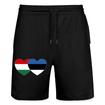 Hongrie Estonie Drapeau Cœur - Short de jogging bio TRAINER Stanley/Stella unisexe - noir - Devant - Nik (191cm) & Marisol (170cm)