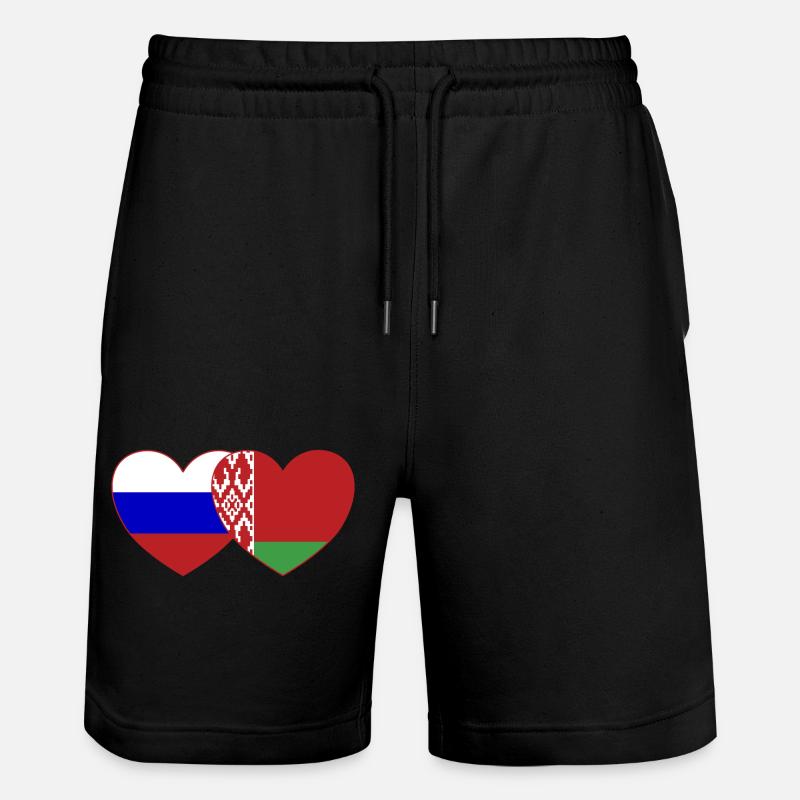 Russie Biélorussie Drapeau Cœur - Short de jogging bio TRAINER Stanley/Stella unisexe - noir