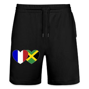 Frankreich Jamaika Flagge Herz - Stanley/Stella Unisex Bio Joggingshorts Trainer  - Schwarz - Vorne - Nik (191cm) & Marisol (170cm)