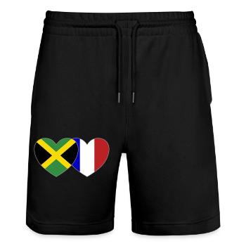 Jamaika Frankreich Flagge Herz - Stanley/Stella Unisex Bio Joggingshorts Trainer  - Schwarz - Vorne - Nik (191cm) & Marisol (170cm)