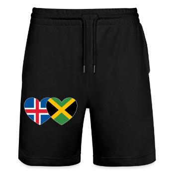 Islande Jamaïque Drapeau Coeur - Short de jogging bio TRAINER Stanley/Stella unisexe - noir - Devant - Nik (191cm) & Marisol (170cm)