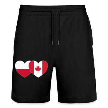 Polen Kanada Flagge Herz - Stanley/Stella Unisex Bio Joggingshorts Trainer  - Schwarz - Vorne - Nik (191cm) & Marisol (170cm)