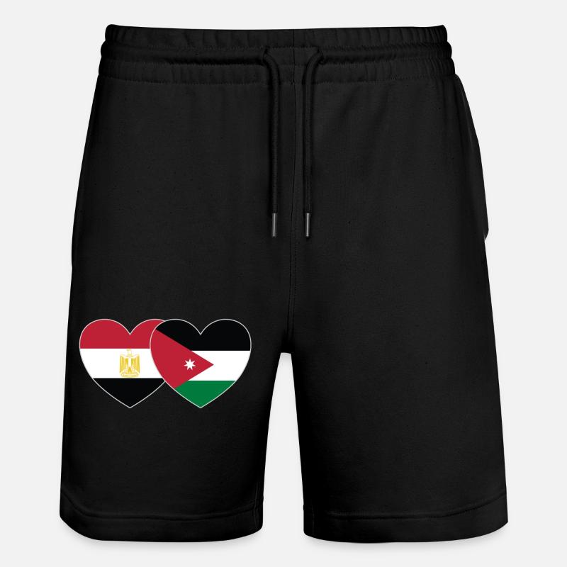 Egypte Jordanie Drapeau Coeur - Short de jogging bio TRAINER Stanley/Stella unisexe - noir