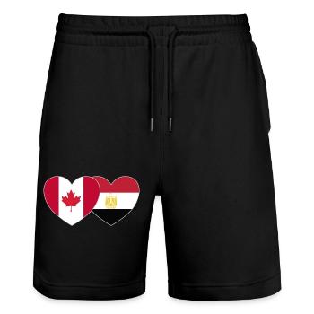 Kanada Ägypten Flagge Herz - Stanley/Stella Unisex Bio Joggingshorts Trainer  - Schwarz - Vorne - Nik (191cm) & Marisol (170cm)