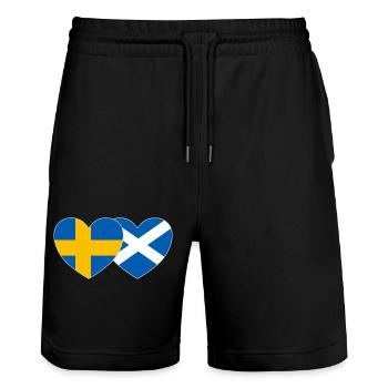 Sweden Scotland Flag Heart - Stanley/Stella Trainer Unisex Organic Jogging Shorts - black - Front - Nik (191cm) & Marisol (170cm)
