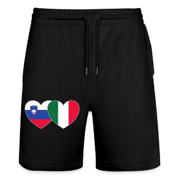Slowenien Italien Flagge Herz - Stanley/Stella Unisex Bio Joggingshorts Trainer  - Schwarz - Vorne - Nik (191cm) & Marisol (170cm)