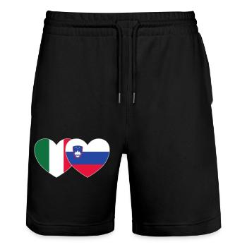 Italien Slowenien Flagge Herz - Stanley/Stella Unisex Bio Joggingshorts Trainer  - Schwarz - Vorne - Nik (191cm) & Marisol (170cm)