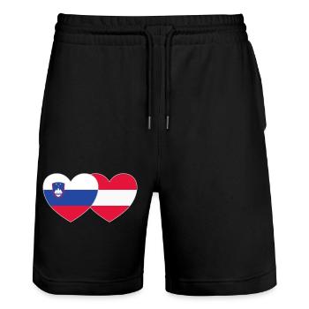 Slowenien Österreich Flagge Herz - Stanley/Stella Unisex Bio Joggingshorts Trainer  - Schwarz - Vorne - Nik (191cm) & Marisol (170cm)