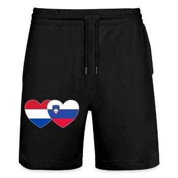 Hollande Slovénie Drapeau Cœur - Short de jogging bio TRAINER Stanley/Stella unisexe - noir - Devant - Nik (191cm) & Marisol (170cm)