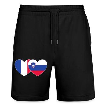 Frankreich Slovenien Flagge Herz - Stanley/Stella Unisex Bio Joggingshorts Trainer  - Schwarz - Vorne - Nik (191cm) & Marisol (170cm)
