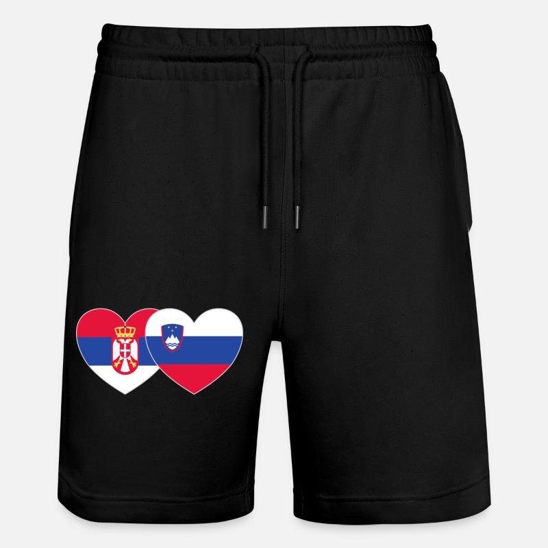 Serbie Slovénie Drapeau Coeur - Short de jogging bio TRAINER Stanley/Stella unisexe - noir