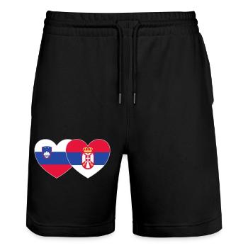 Slowenien Serbien Flagge Herz - Stanley/Stella Unisex Bio Joggingshorts Trainer  - Schwarz - Vorne - Nik (191cm) & Marisol (170cm)