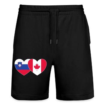 Slowenien Kanada Flagge Herz - Stanley/Stella Unisex Bio Joggingshorts Trainer  - Schwarz - Vorne - Nik (191cm) & Marisol (170cm)