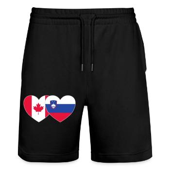 Drapeau Canada Slovénie Coeur - Short de jogging bio TRAINER Stanley/Stella unisexe - noir - Devant - Nik (191cm) & Marisol (170cm)