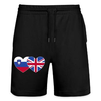 Slowenien England Flagge Herz - Stanley/Stella Unisex Bio Joggingshorts Trainer  - Schwarz - Vorne - Nik (191cm) & Marisol (170cm)