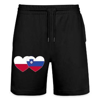 Polen Slowenien Flagge Herz - Stanley/Stella Unisex Bio Joggingshorts Trainer  - Schwarz - Vorne - Nik (191cm) & Marisol (170cm)