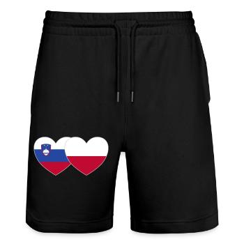 Slowenien Polen Flagge Herz - Stanley/Stella Unisex Bio Joggingshorts Trainer  - Schwarz - Vorne - Nik (191cm) & Marisol (170cm)