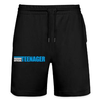 warning official teenager Zitat - Stanley/Stella Unisex Bio Joggingshorts Trainer  - Schwarz - Vorne - Nik (191cm) & Marisol (170cm)