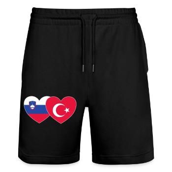 Slowenien Türkei Flagge Herz - Stanley/Stella Unisex Bio Joggingshorts Trainer  - Schwarz - Vorne - Nik (191cm) & Marisol (170cm)