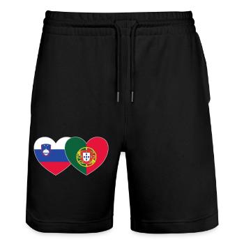 Slovénie Portugal Flag Heart - Short de jogging bio TRAINER Stanley/Stella unisexe - noir - Devant - Nik (191cm) & Marisol (170cm)