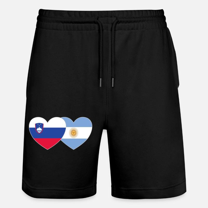 Slovénie Argentine Drapeau Cœur - Short de jogging bio TRAINER Stanley/Stella unisexe - noir