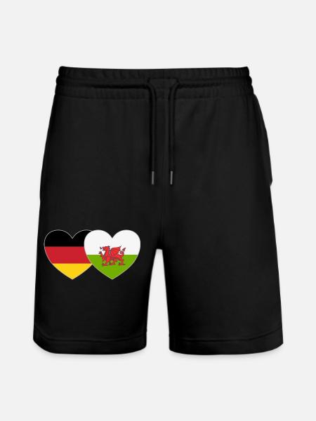 Germany Wales Flag - Stanley/Stella Trainer Unisex Organic Jogging Shorts - black