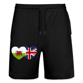 Pays de Galles Angleterre Flag Heart - Short de jogging bio TRAINER Stanley/Stella unisexe - noir - Devant - Nik (191cm) & Marisol (170cm)