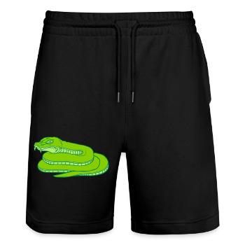 Evil Dangerous Snake Design - Stanley/Stella Trainer Unisex Organic Jogging Shorts - black - Front - Nik (191cm) & Marisol (170cm)