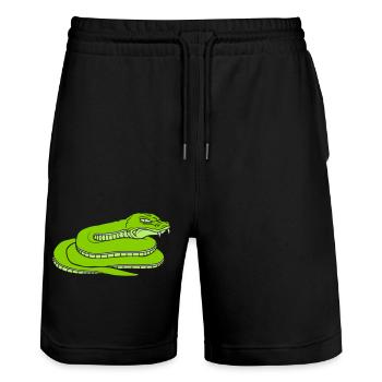 Design dangerous evil snake - Stanley/Stella Trainer Unisex Organic Jogging Shorts - black - Front - Nik (191cm) & Marisol (170cm)