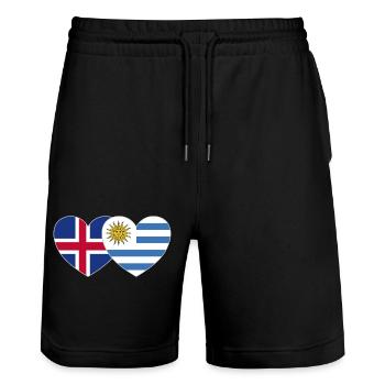 Islande Uruguay Flag Heart - Short de jogging bio TRAINER Stanley/Stella unisexe - noir - Devant - Nik (191cm) & Marisol (170cm)