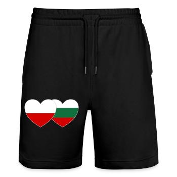 Polen Bulgarien Flagge Herz - Stanley/Stella Unisex Bio Joggingshorts Trainer  - Schwarz - Vorne - Nik (191cm) & Marisol (170cm)